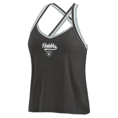 Las Vegas Raiders WEAR by Erin Andrews Women's Cross Strap Tri-Blend Tank Top Black | NFL