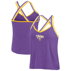 Minnesota Vikings WEAR by Erin Andrews Women's Cross Strap Tri-Blend Tank Top Purple | NFL