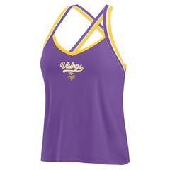 Minnesota Vikings WEAR by Erin Andrews Women's Cross Strap Tri-Blend Tank Top Purple | NFL