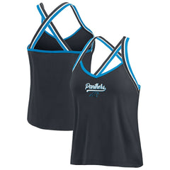 Carolina Panthers WEAR by Erin Andrews Women's Cross Strap Tri-Blend Tank Top Black | NFL