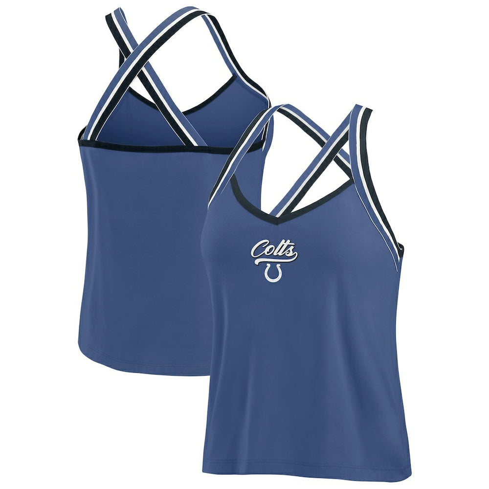 Indianapolis Colts WEAR by Erin Andrews Women's Cross Strap Tri-Blend Tank Top Royal | NFL