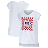 New York Giants WEAR by Erin Andrews Women's Checker Muscle Tank Top White | NFL
