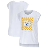 Pittsburgh Steelers WEAR by Erin Andrews Women's Checker Muscle Tank Top White | NFL