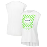Seattle Seahawks WEAR by Erin Andrews Women's Checker Muscle Tank Top White | NFL