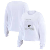 Las Vegas Raiders WEAR by Erin Andrews Women's Postcard Cropped Long Sleeve Top White | NFL