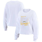 Los Angeles Chargers WEAR by Erin Andrews Women's Postcard Cropped Long Sleeve Top White | NFL