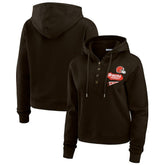 Cleveland Browns WEAR by Erin Andrews Women's Waffle-Knit Pullover Hoodie Brown | NFL