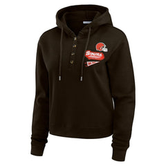 Cleveland Browns WEAR by Erin Andrews Women's Waffle-Knit Pullover Hoodie Brown | NFL