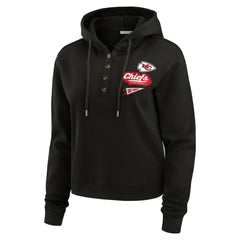 Kansas City Chiefs WEAR by Erin Andrews Women's Waffle-Knit Pullover Hoodie Black | NFL