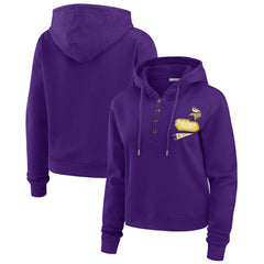 Minnesota Vikings WEAR by Erin Andrews Women's Waffle-Knit Pullover Hoodie Purple | NFL