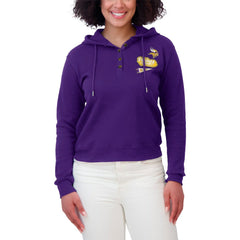 Minnesota Vikings WEAR by Erin Andrews Women's Waffle-Knit Pullover Hoodie Purple | NFL