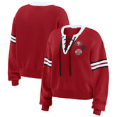 San Francisco 49ers WEAR by Erin Andrews Women's Lace-Up Sweater Scarlet | NFL