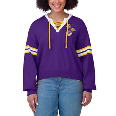Minnesota Vikings WEAR by Erin Andrews Women's Lace-Up Sweater Purple | NFL