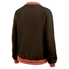 Cleveland Browns WEAR by Erin Andrews Women's Oversized Long Sleeve V-Neck Sweatshirt Brown | NFL