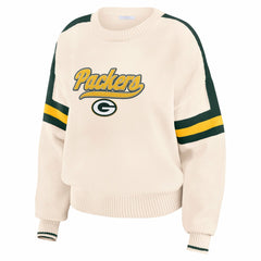 Green Bay Packers WEAR by Erin Andrews Women's Stripe Pullover Sweater Cream | NFL