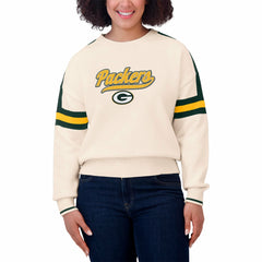 Green Bay Packers WEAR by Erin Andrews Women's Stripe Pullover Sweater Cream | NFL