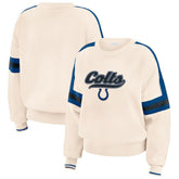 Indianapolis Colts WEAR by Erin Andrews Women's Stripe Pullover Sweater Cream | NFL