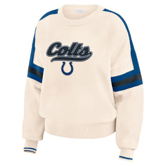 Indianapolis Colts WEAR by Erin Andrews Women's Stripe Pullover Sweater Cream | NFL