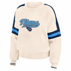 Tennessee Titans WEAR by Erin Andrews Women's Stripe Pullover Sweater Cream | NFL