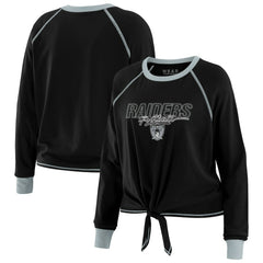 Las Vegas Raiders WEAR by Erin Andrews Women's Tie-Front Long Sleeve T-Shirt Black | NFL