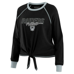 Las Vegas Raiders WEAR by Erin Andrews Women's Tie-Front Long Sleeve T-Shirt Black | NFL