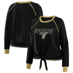 New Orleans Saints WEAR by Erin Andrews Women's Tie-Front Long Sleeve T-Shirt Black | NFL