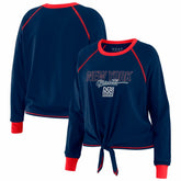 New York Giants WEAR by Erin Andrews Women's Tie-Front Long Sleeve T-Shirt Royal | NFL