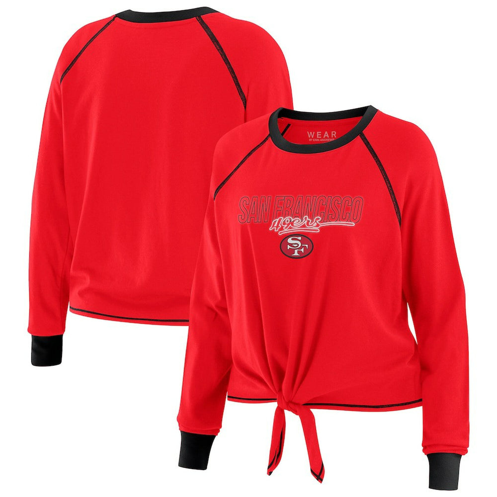 San Francisco 49ers WEAR by Erin Andrews Women's Tie-Front Long Sleeve T-Shirt Scarlet | NFL