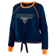 Chicago Bears WEAR by Erin Andrews Women's Tie-Front Long Sleeve T-Shirt Navy | NFL