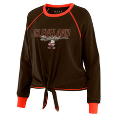Cleveland Browns WEAR by Erin Andrews Women's Tie-Front Long Sleeve T-Shirt Brown | NFL