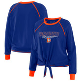 Denver Broncos WEAR by Erin Andrews Women's Tie-Front Long Sleeve T-Shirt Royal | NFL