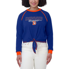 Denver Broncos WEAR by Erin Andrews Women's Tie-Front Long Sleeve T-Shirt Royal | NFL