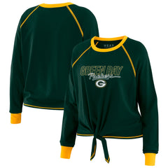 Green Bay Packers WEAR by Erin Andrews Women's Tie-Front Long Sleeve T-Shirt Green | NFL