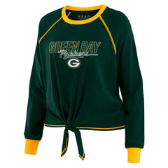 Green Bay Packers WEAR by Erin Andrews Women's Tie-Front Long Sleeve T-Shirt Green | NFL
