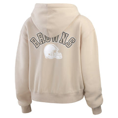 Cleveland Browns WEAR by Erin Andrews Women's Tonal Full-Zip Hoodie Oatmeal | NFL
