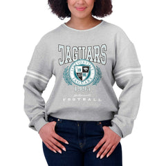 Jacksonville Jaguars WEAR by Erin Andrews Women's Cropped Pullover Sweatshirt Heather Gray | NFL