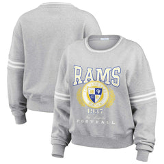 Los Angeles Rams WEAR by Erin Andrews Women's Cropped Pullover Sweatshirt Heather Gray | NFL