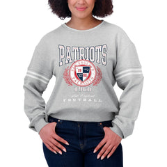 New England Patriots WEAR by Erin Andrews Women's Pullover Sweatshirt Heather Gray | NFL