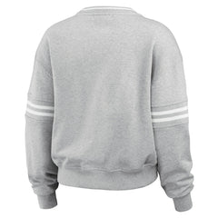 New York Jets WEAR by Erin Andrews Women's Crest Cropped Pullover Sweatshirt Heather Gray | NFL