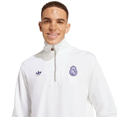 Real Madrid Originals Terrace Icons Collection Half-Zip Top White | Adidas Sale