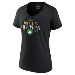 Boston Celtics Women's 2024 NBA Finals Champions Fade Away Jumper Roster Signature V-Neck T-Shirt Black - NBA