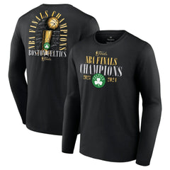 Boston Celtics 2024 NBA Finals Champions Fade Away Jumper Roster Signature Long Sleeve T-Shirt Black - NBA