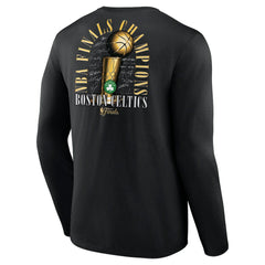 Boston Celtics 2024 NBA Finals Champions Fade Away Jumper Roster Signature Long Sleeve T-Shirt Black - NBA