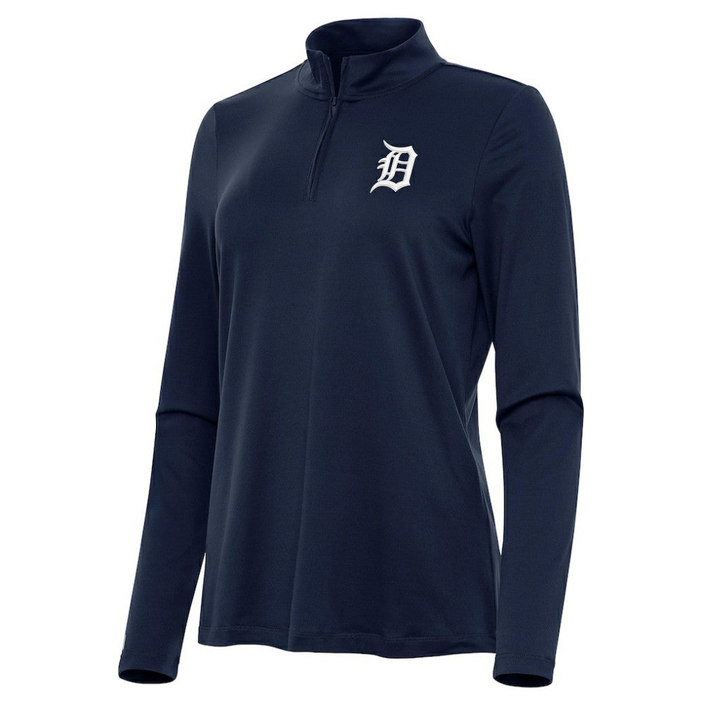 Detroit Tigers Antigua Women's Reprocess Quarter-Zip Top - Navy Tops - MLB