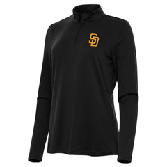 San Diego Padres Antigua Women's Reprocess Quarter-Zip Top - Black Tops - MLB