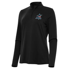 Miami Marlins Antigua Women's Reprocess Quarter-Zip Top - Black Tops - MLB