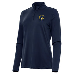 Milwaukee Brewers Antigua Women's Reprocess Quarter-Zip Top - Navy Tops - MLB