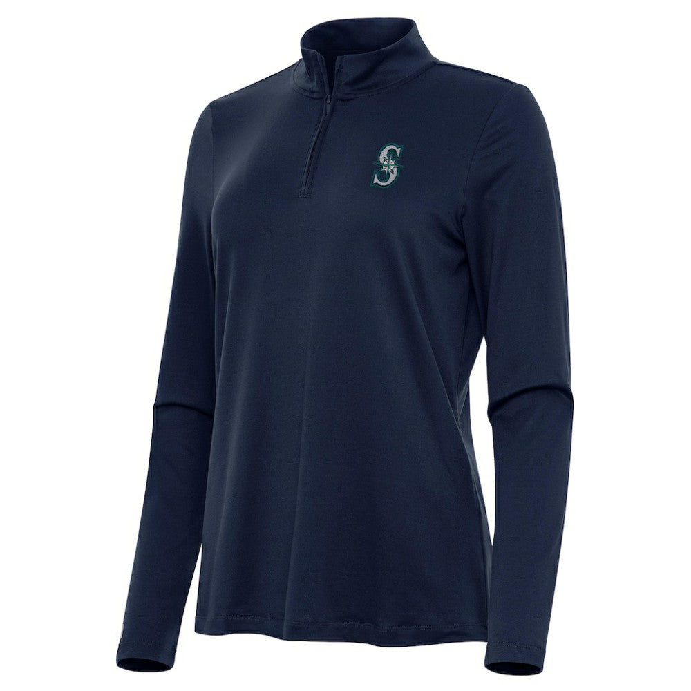 Seattle Mariners Antigua Women's Reprocess Quarter-Zip Top - Navy Tops - MLB