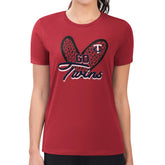 Minnesota Twins G-III 4Her by Carl Banks Women's Super-Slim Fit Lightweight Leopard Heart T-Shirt - MLB