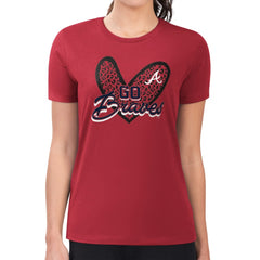 Atlanta Braves G-III 4Her by Carl Banks Women's Super-Slim Fit Lightweight Leopard Heart T-Shirt - MLB